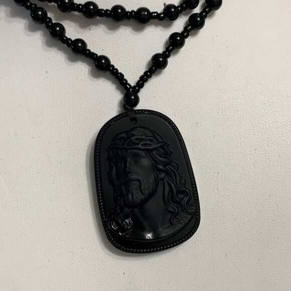 no brand Jewelry - Family Statement SHIVE Necklace BLACK JADE JESUS